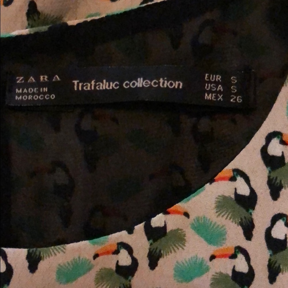 Zara mini toucan bird print dress short sleeve - Picture 5 of 7